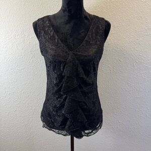 Rose & Olive Black Lace Blouse tank ruffle